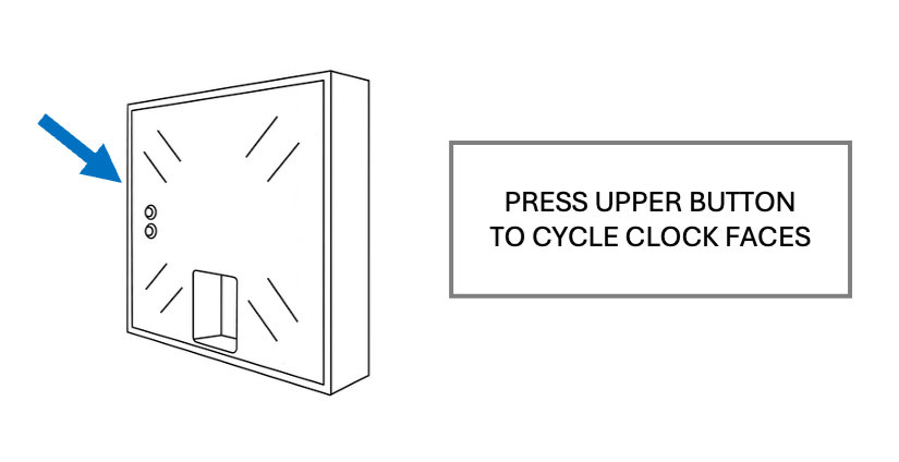 Upper button: cycle clock faces